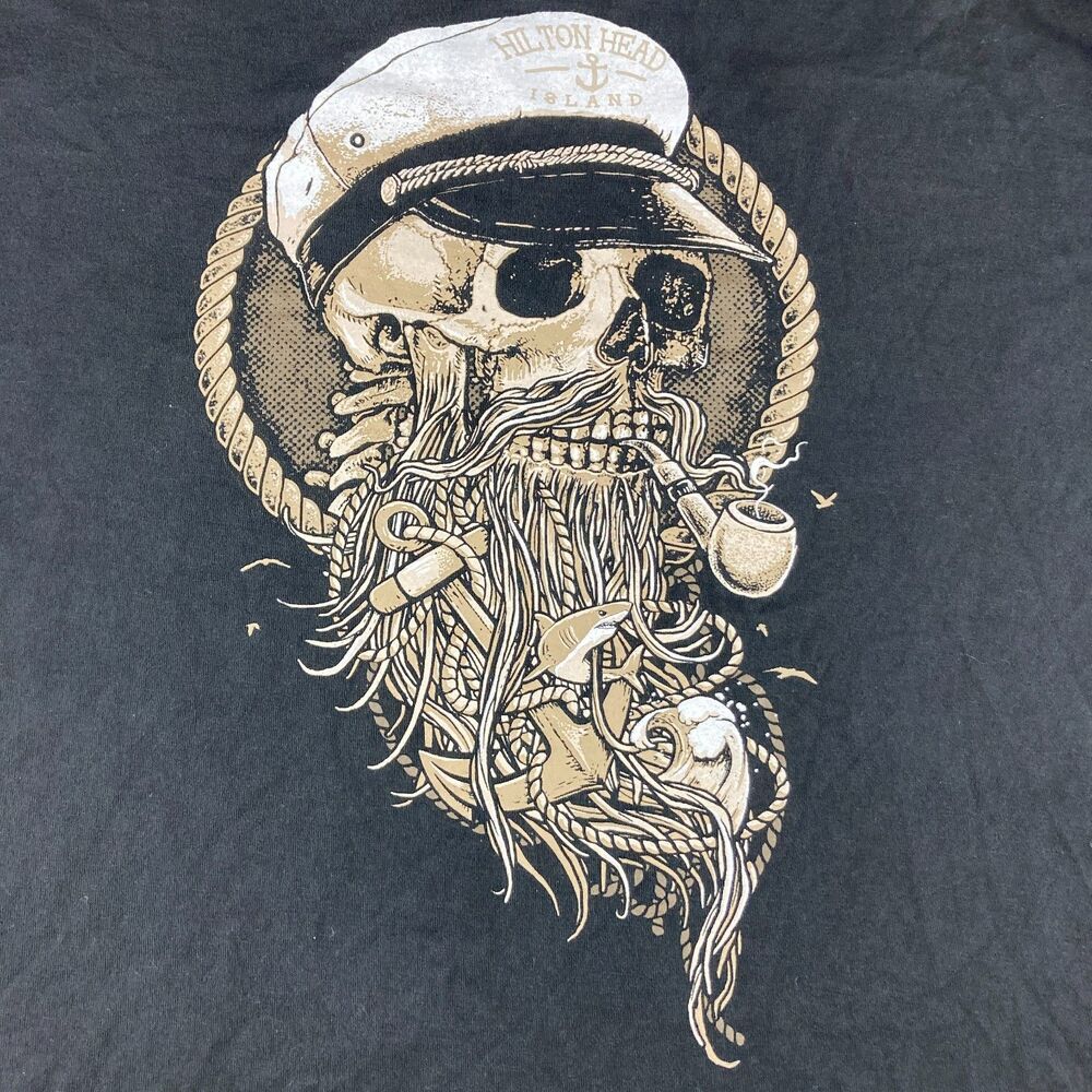 The Duck Company Hilton Head Island Skeleton Sea Captain Pirate T-Shirt XL